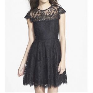 BB Dakota Black Lace Fit & Flare Dress, NEARLY NEW